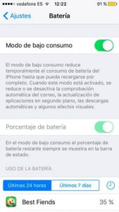 Modo de bajo consumo de energía de iOS 9 Activar modo ahorro energía
