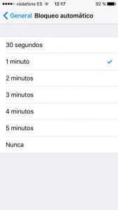 Activar el bloqueo automático de pantalla Configurar bloqueo automático de pantalla