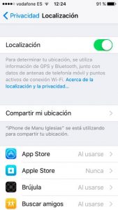 Limitar la localización a apps imprescindibles Limitar servicios localización iOS 9