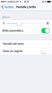 Reducir el brillo de la pantalla Activar brillo automático