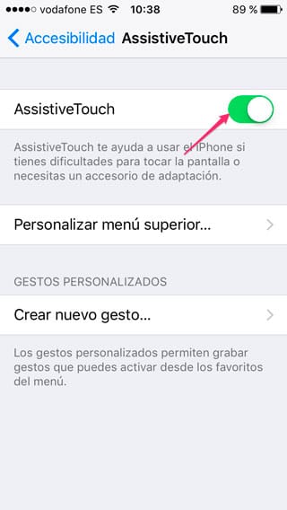 Activamos AssistiveTouch