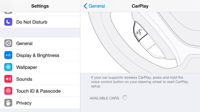 CarPlay Inalámbrico en la beta 1 de IOS 8.3