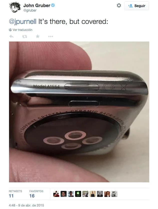 Gruber muestra su Apple Watch con puerto oculto