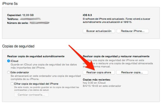 Hacer Copia Seguridad iPhone para Quitar Jailbreak