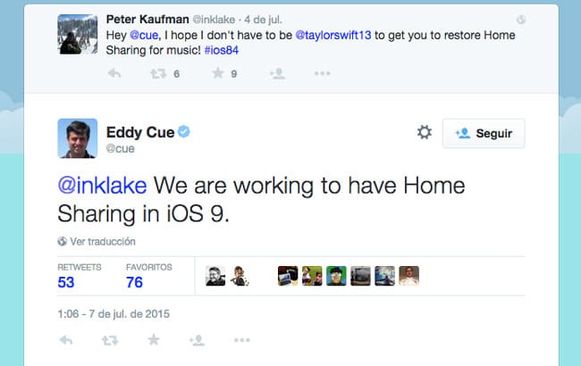 Compartir en casa volverá en iOS 9