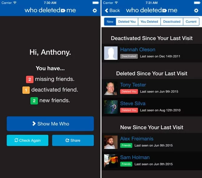 Who Deleted Me on Facebook para iPhone