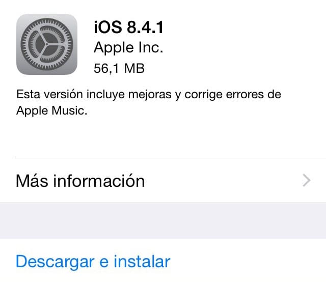 Novedades de iOS 8.4.1 iOS 8.4.1 Disponible