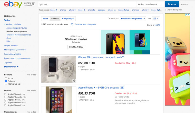 iPhone de segunda mano en eBay
