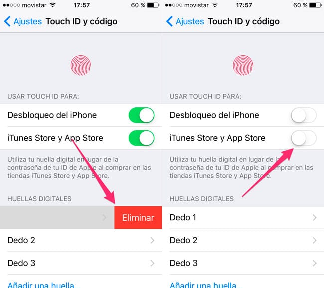 Apagar Touch ID en iPhone Apagar Touch ID