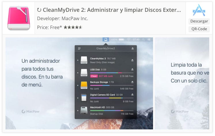 CleanMyDrive 2 en la Mac App Store