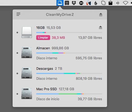 Interfaz de CleanMyDrive 2 para Mac