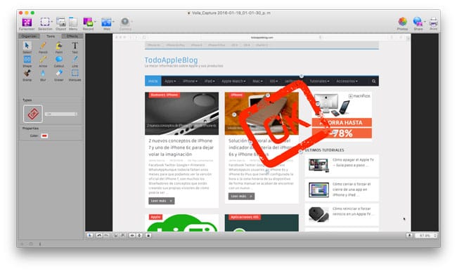 Algunas de las herramientas de edición de Voila para Mac Herramientas de edición de Voila para Mac