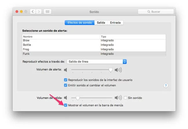 Activar el icono de mostrar volumen en la barra de menús de OS X