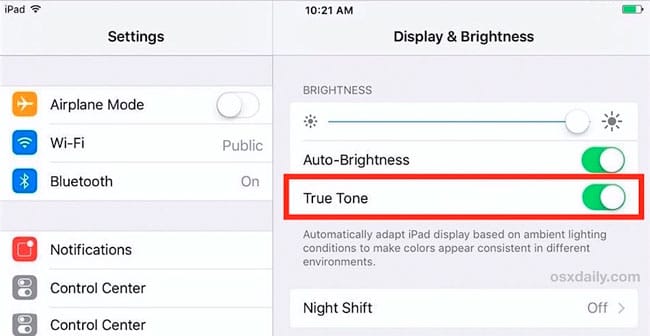 Desactivar True Tone en iPad Pro