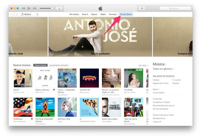 Acceder a iTunes Store