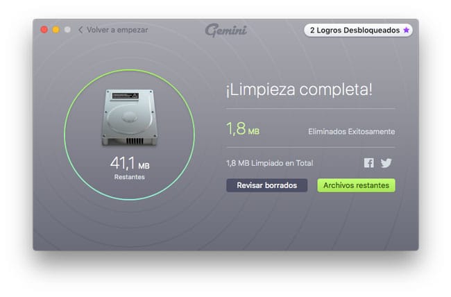 Gemini 2, Limpieza completa