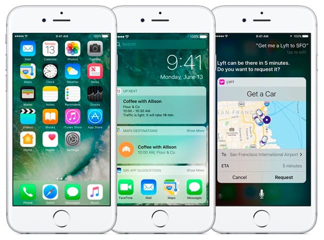 iOS 10 en iPhone blanco