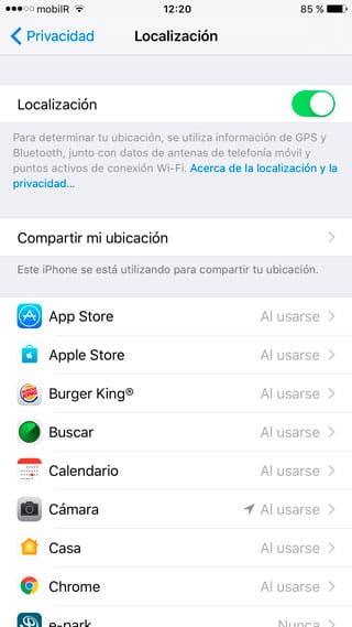 Limitar la geolocalización
