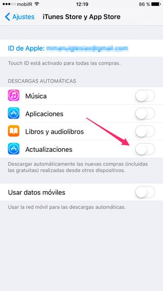 Desactivar actualizaciones automáticas de apps