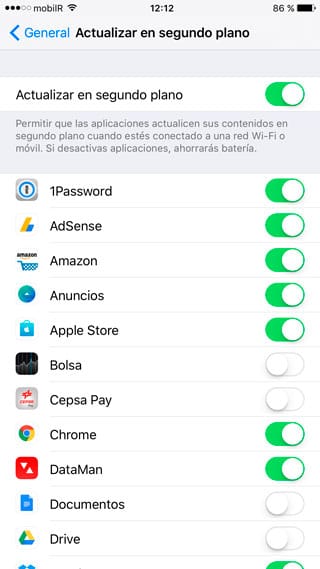 Desactivar actualizaciones en segundo plano