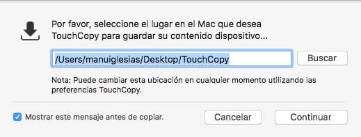 Ruta para el backup de música