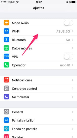 Ajustes WiFi