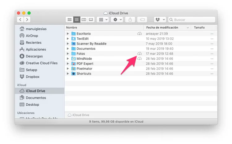 iCloud Drive para ahorrar espacio de almacenamiento en Mac