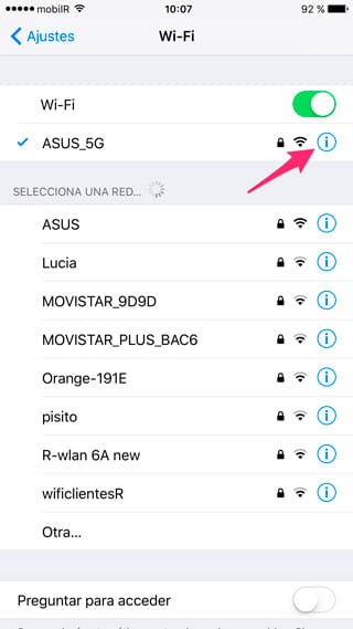 Información red WiFi