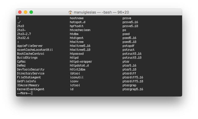 Listado de comandos del Terminal de macOS