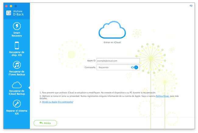 Recuperar datos de un backup de iCloud