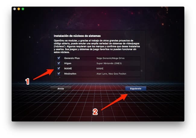Seleccionar Núcleos