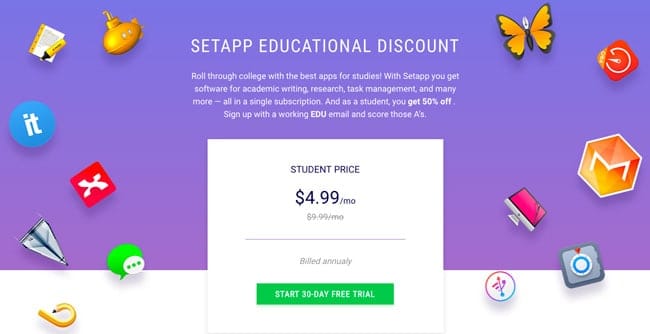 Descuento para estudiantes en Setapp