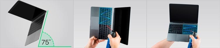 Limpiar el teclado de MacBook con un spray de aire comprimido