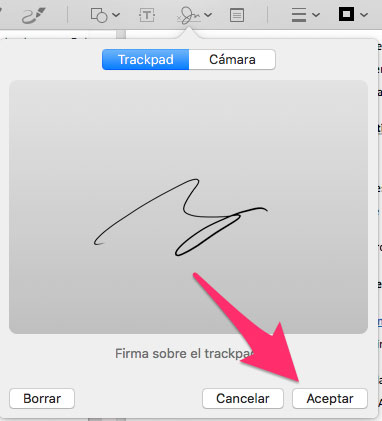 Crear firma trackpad