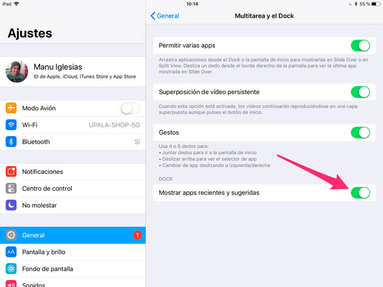 Desactivar apps recientes y sugeridas en iOS 11