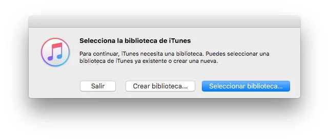 Seleccionar biblioteca de iTunes
