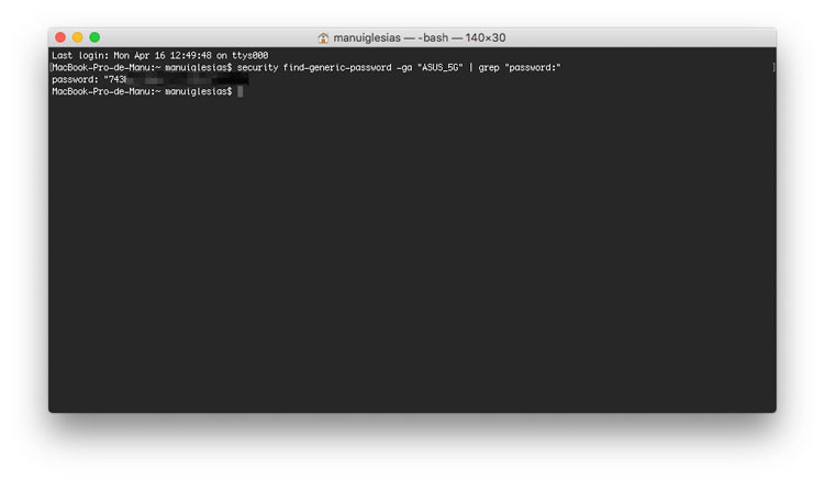 Ver clave WiFi desde el Terminal