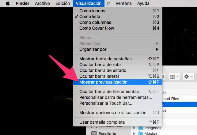 Activar el panel de previsualización de Finder en Mac