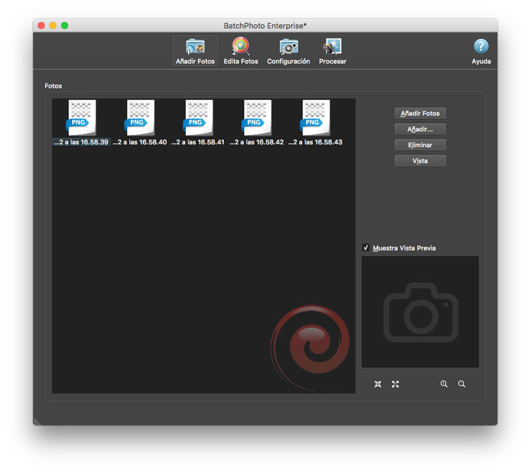 Interfaz de usuario de BatchPhoto
