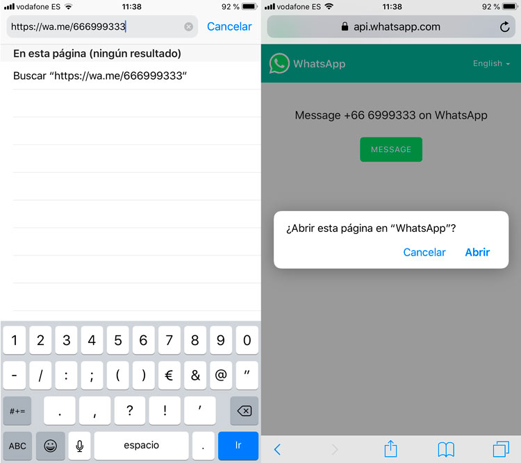 Enviar mensajes de WhatsApp a no contactos