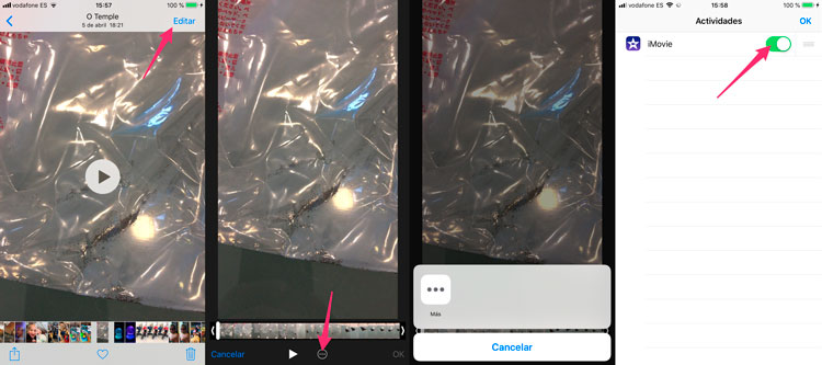 Activar extensión de iMovie en iOS