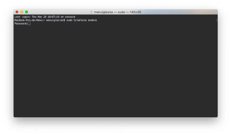 sudo trimforce enable