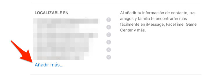 Añadir dato de contacto en FaceTime