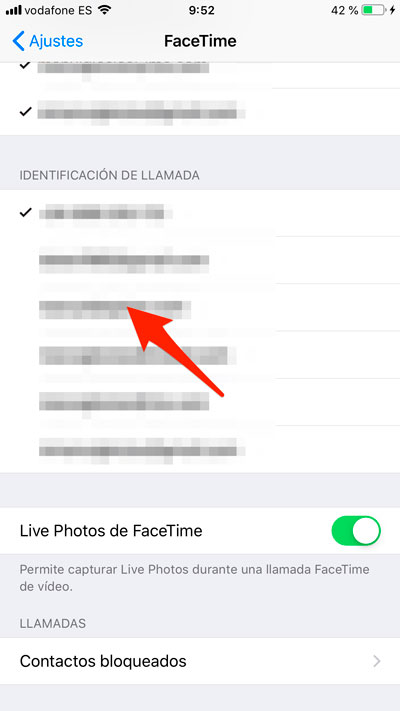 Identificador de llamada en iPhone