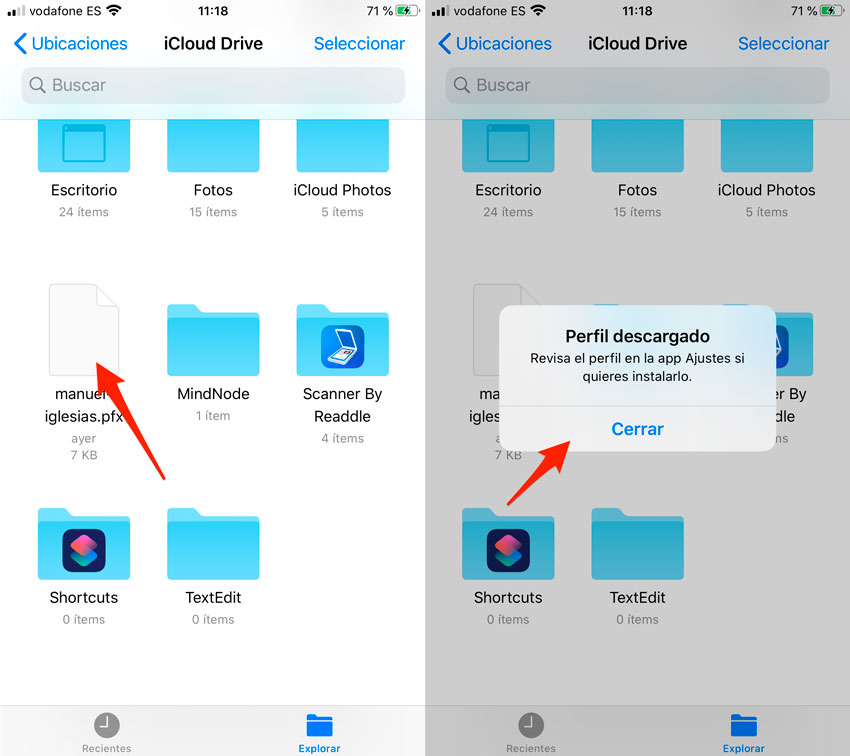 Descargar al certificado digital en iOS