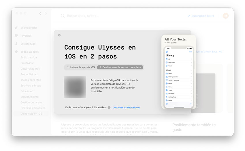 Activar app de iOS desde SetApp