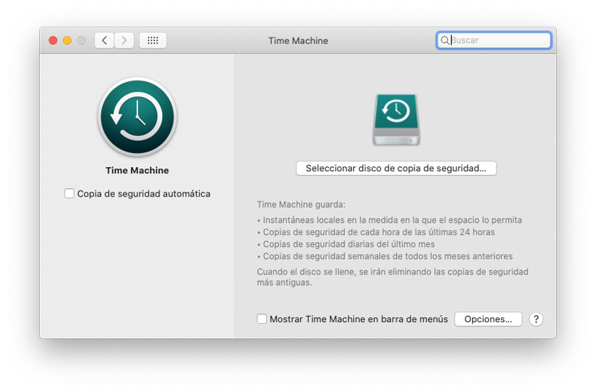 Hacer copia de seguridad del Mac con Time Machine