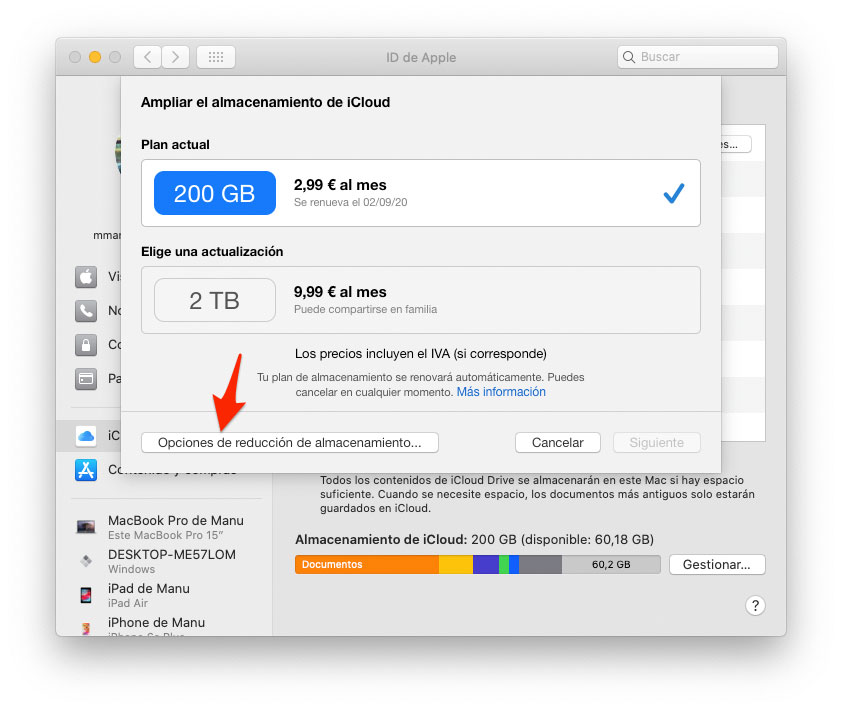 Kurangi ruang penyimpanan iCloud dari Mac