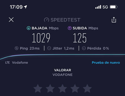 Velocidad 5G en Coruña con iPhone 12 Pro Max