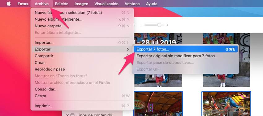 HEIF a JPG con la app Fotos de Apple
